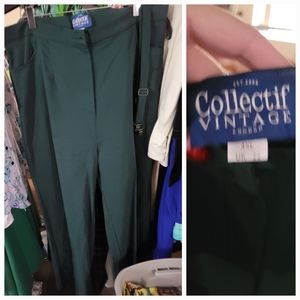 Collectif green suspender pants 4X